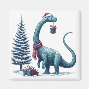 Christmas Brontosaurus dinosaur Magnet