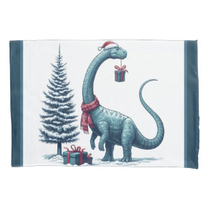 Christmas Brontosaurus dinosaur Pillowcase