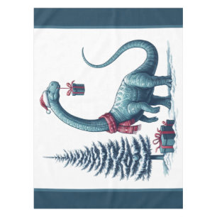 Christmas Brontosaurus dinosaur Tablecloth