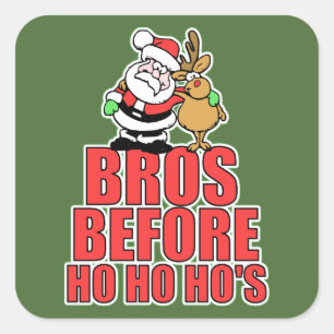 Christmas Bros Santa and Rudolph Square Sticker