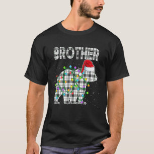 Christmas Brother Bear Black White Plaid Matching  T-Shirt