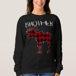 Christmas Brother Moose Buffalo Plaid Red Xmas Lig Sweatshirt