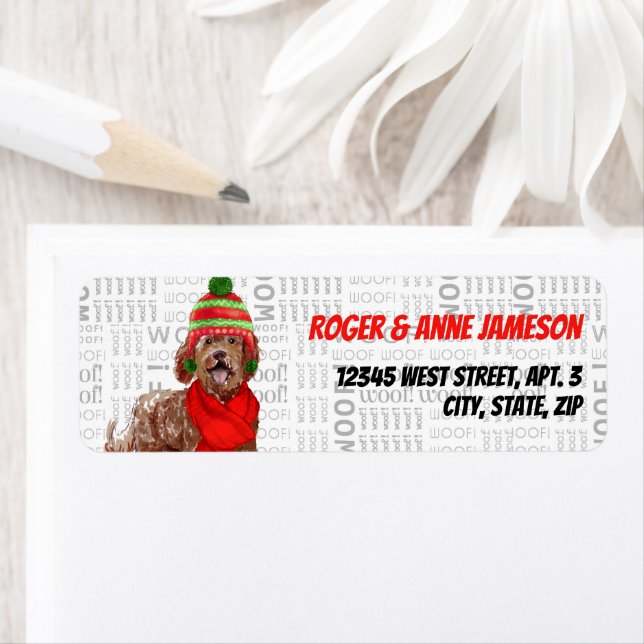 Christmas Brown Labradoodle Lover Adresse de retou (En situation)