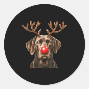 Christmas Brown Labrador Retriever Reindeer Dog Lo Classic Round Sticker