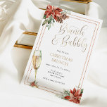 Christmas Brunch and Bubbly Champagne Invitation<br><div class="desc">Christmas Brunch invitation featuring a gold champagne flute,  gold frame and poinsettias,  evergreen with eucalyptus. Personalize with your information and customize for your event!</div>