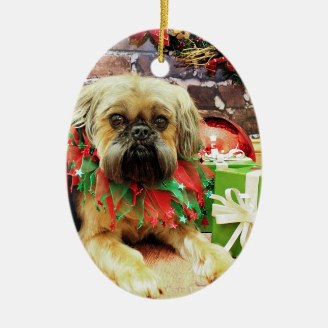 Christmas - Brussels Griffon - Oliver Ceramic Ornament (Front)