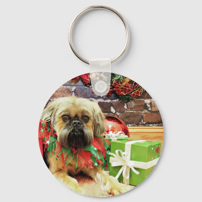 Christmas - Brussels Griffon - Oliver Keychain (Front)