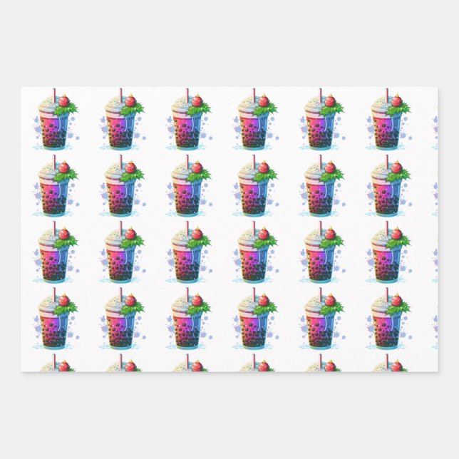 Christmas bubble tea wrapping paper (Front)