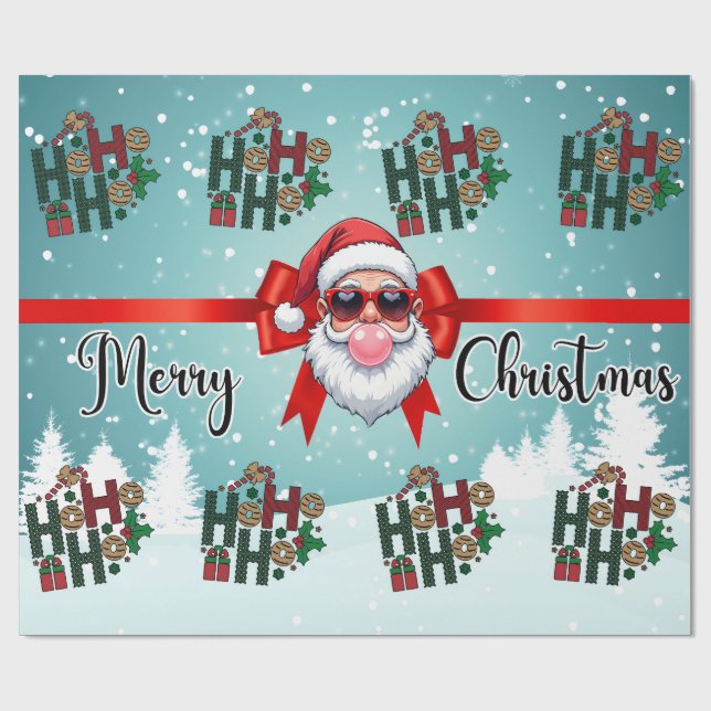 Christmas Bubblegum Santa Wrapping Paper (Flat)