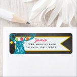 Christmas Buck Deer Chalkboard Return Address<br><div class="desc">Cute Vintage Aqua Deer with Brightly Coloured Ornaments</div>