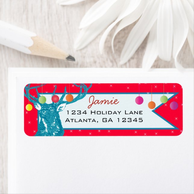 Christmas Buck Deer Return Address (Insitu)