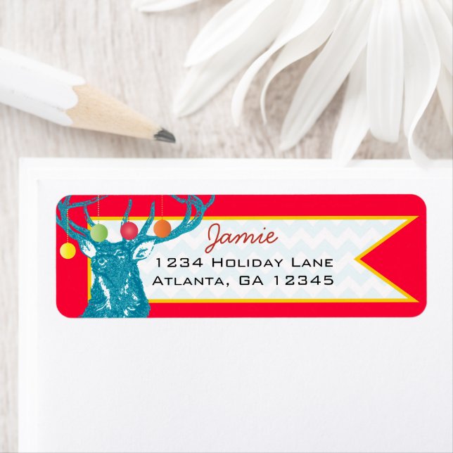 Christmas Buck Deer Return Address (Insitu)