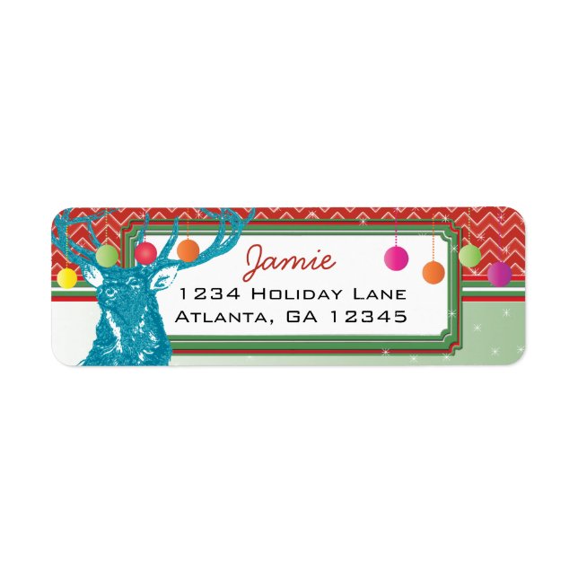 Christmas Buck Deer Zig Zag Pattern Return Address (Front)