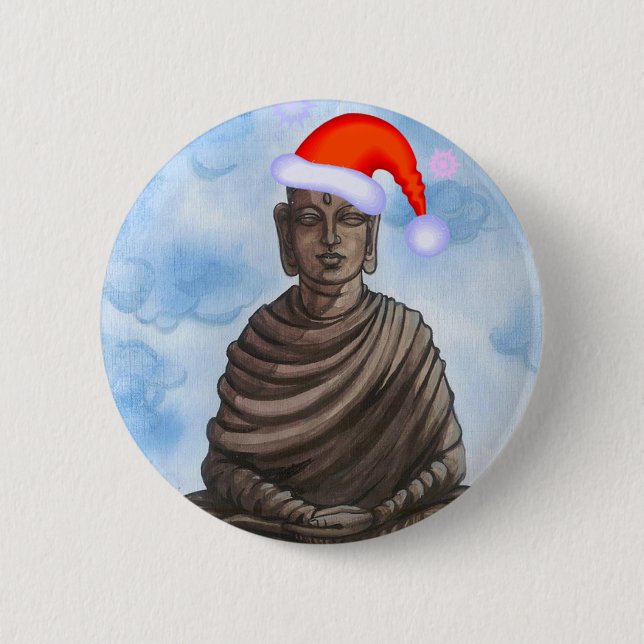 Christmas Buddha! 2 Inch Round Button (Front)