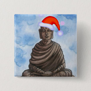 Christmas Buddha! 2 Inch Square Button