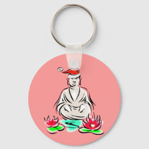 Christmas Buddha drawing Keychain