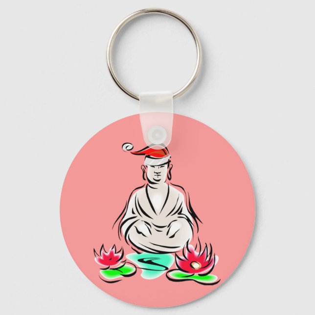 Christmas Buddha drawing Keychain (Front)