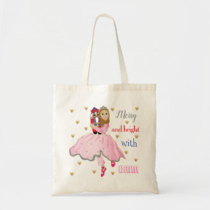 Christmas Budget Tote Bag Nutcracker Lt Brn Hair