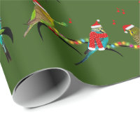 Christmas Budgie Frenzy Wrapping Paper(Dark Green)