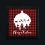 Christmas Buffalo Plaid Bauble Santa Reindeer Gift Box<br><div class="desc">This holidays design features a Christmas bauble with Santa and his reindeer flying across the sky with the text "Merry Christmas" in modern typography below and surrounded by a buffalo plaid background. #christmas #holidays #seasonal #festive #modern #cute #whimsical #fun #funny #santa #santaclaus #fatherchristmas #saintnicholas #reindeer #merry #winter #gifts #christmasgifts #holidaygifts...</div>
