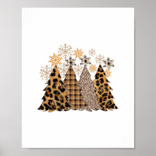 christmas buffalo plaid christmas trees leopard sn poster
