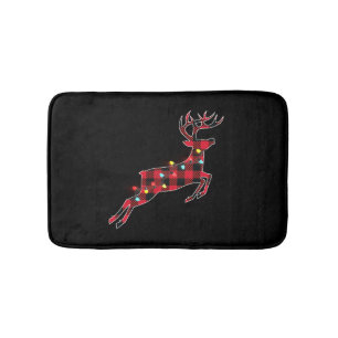 Christmas Buffalo Plaid Deer Red Family Pajama T- Bath Mat