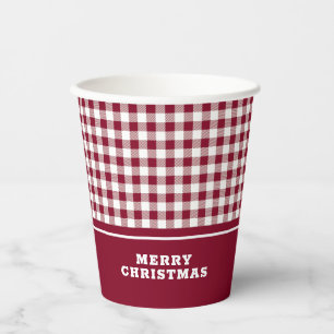 Christmas buffalo plaid red and white paper cups