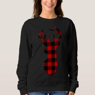 Christmas Buffalo Plaid Reindeer Deer Head X-mas G Sweatshirt