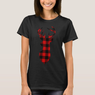Christmas Buffalo Plaid Reindeer Deer Head X-mas G T-Shirt