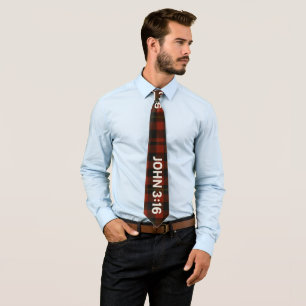 Christmas Buffalo Plaid Socks with John 3:16 Scrip Tie