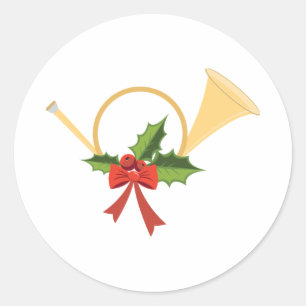 Christmas Bugle Classic Round Sticker