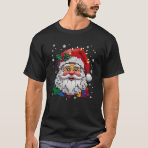 Christmas Builder Block Brick Building Santa Face  T-Shirt