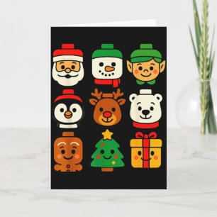 Christmas Building Brick Santa Elf Snowman Xmas Bo Card