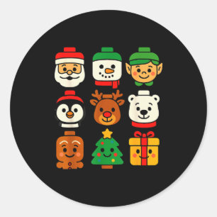 Christmas Building Brick Santa Elf Snowman Xmas Bo Classic Round Sticker