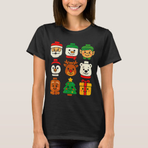 Christmas Building Brick Santa Elf Snowman Xmas Bo T-Shirt