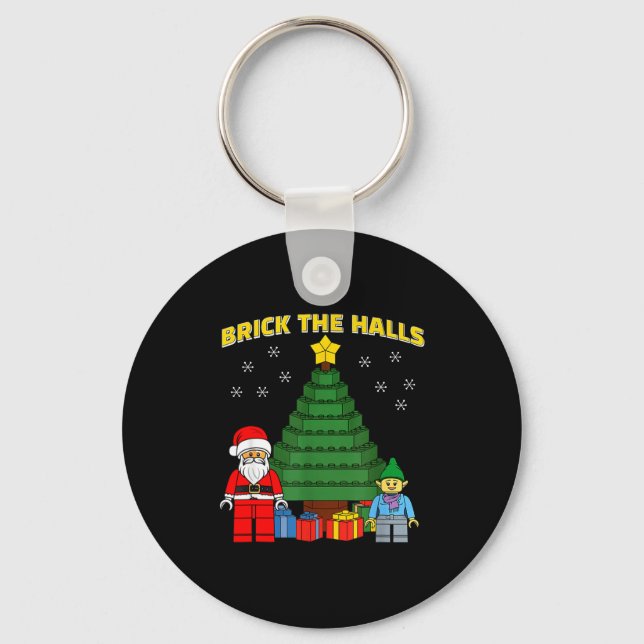 Christmas Building Bricks Brick The Halls Block Bu Keychain (Front)