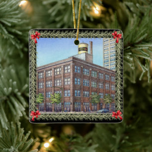 Christmas Building Ceramic Ornament