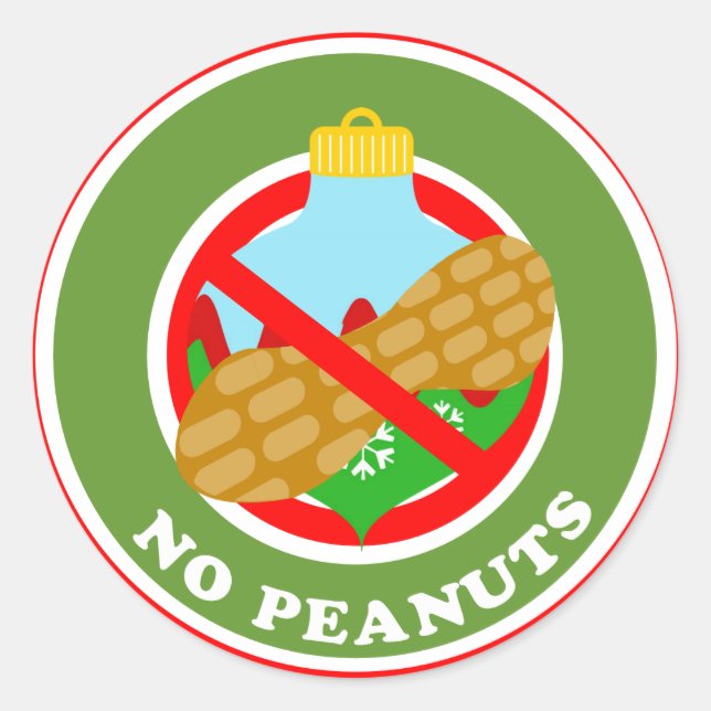 Christmas Bulb No Peanuts Stickers (Front)