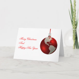 Christmas Bulb With Continents, Americas Holiday Card