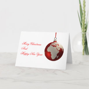 Christmas Bulb With Continents, Europe and Africa Holiday Card