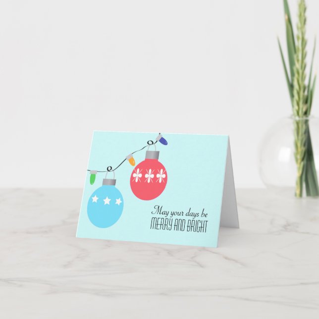 Christmas Bulbs and Lights Holiday Card (Front)