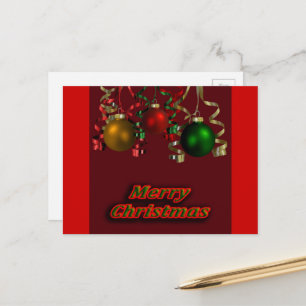 Christmas Bulbs and Ribbons Postcard