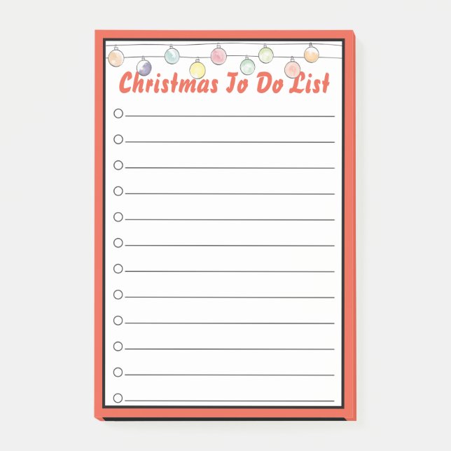 Christmas Bulbs To Do List Holiday Ornaments Post-it Notes (Front)