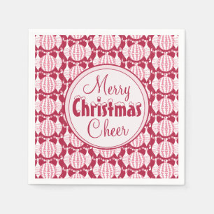 Christmas Bulbs w/ Snowy Font Red & White Napkin
