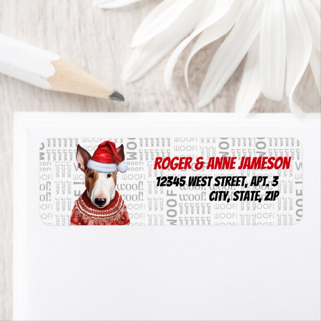 Christmas Bull Terrier Dog Adresse de vacances (En situation)