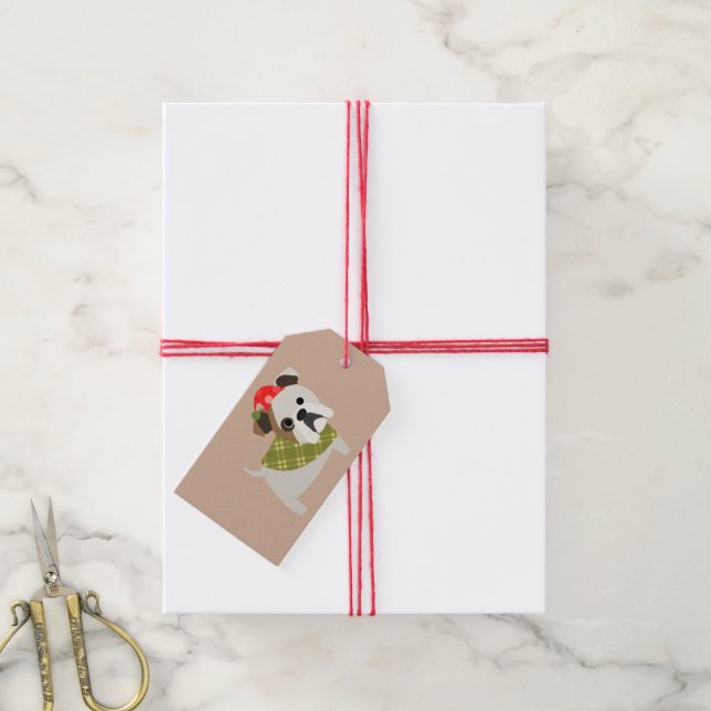 Christmas Bulldog Gift Tags (With Twine)