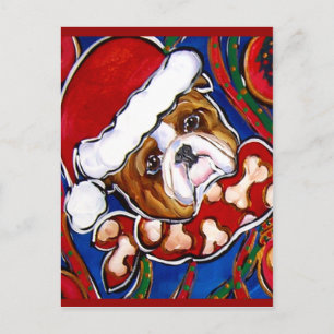 Christmas Bulldog Holiday Postcard
