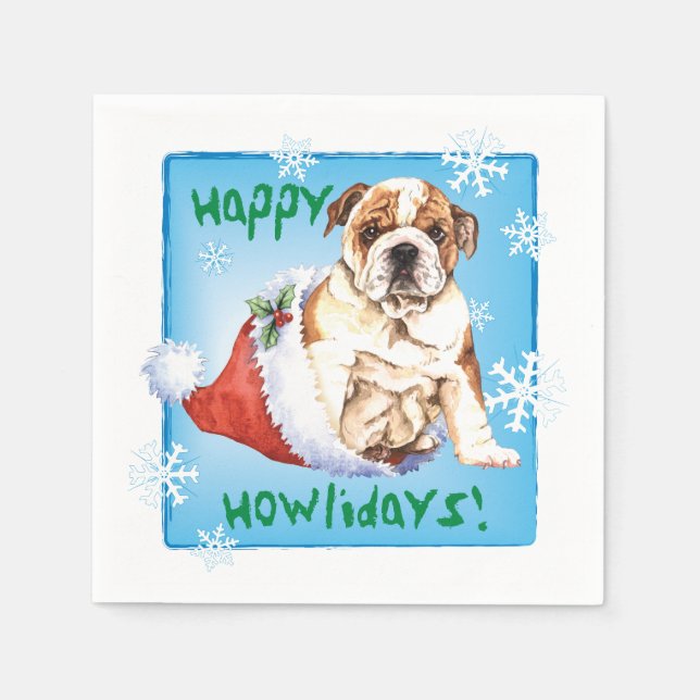 Christmas Bulldog Napkin (Front)