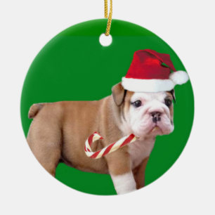 Christmas bulldog puppy ornament