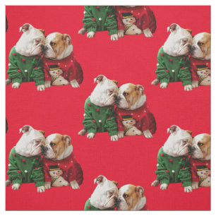 Christmas Bulldogs in Sweaters Fabric